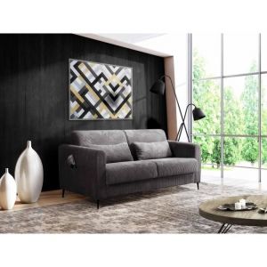 Owen - canapé 3 places convertible - couchage quotidien - matelas 12 cm - en velours côtelé - Gris foncé
