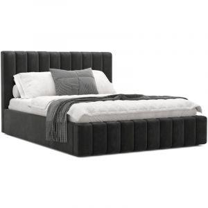 MEUBLER DESIGN Lit Coffre En Tissu Velours Soba - Velours Noir - 140x190, Style, x x cm