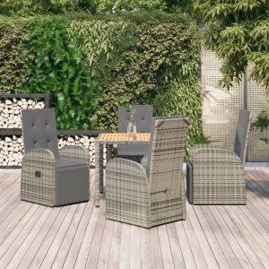 VidaXL Salon de salle &agrave; manger de jardin 5 pcs avec coussins Gris n/a