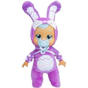 IMC Toys Cry Babies Tiny Cuddles Bunnies Lily, Poupée Douce et câline de 25 cm, pleurant de Vraies Larmes, Pyjama de Lapin Rose Inclus, Cadeau de Pâques, Jouet pour garçons et Filles de 18 Mois et Plus