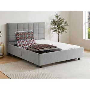 Vente-unique - Sommier électrique de relaxation déco 2x78 plots - 2 x 90 x 200 cm - Tissu - Gris - pitus de dreamea