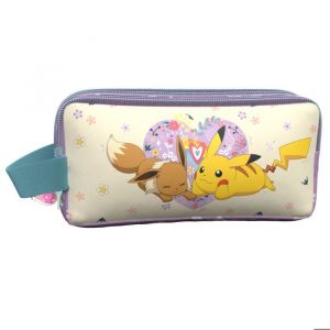 CyP Brands- Pokémon, trousse, matériel scolaire, papeterie, collection Flowers, couleur crème, produit officiel, Crème, Estandar, Décontracté