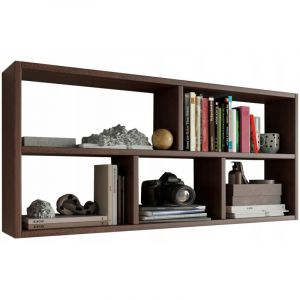 Étagère murale suspendue TEO en wengé pour livres et photos