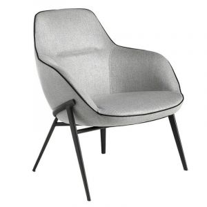 Image de Fauteuil en tissu gris avec p epoil noir etacier noir