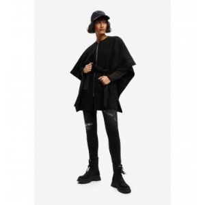 Desigual Poncho avec broderies sur les côtés Noir - Taille Talla única
