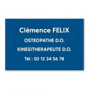 Decoho - Plaque professionnelle personnalisée en pvc pour ostéopathe, kiné - Gravure sur 1 à 5 lignes - Format 30 x 20 cm - Bleue lettres blanches