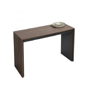 Table console extensible 12 couverts LEONARDO 45/270x120x75cm coloris noyer gris ardoise