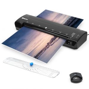 Waytex 78208 Plastifieuse A3 A4 A5 A6 Pro Ultra Rapide Plastification à Chaud et à Froid jusqu’à 2x250 microns avec Température Réglable + 1 Rogneuse et 1 Coupe angle