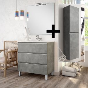 Cosyneo - Ensemble meuble de salle de bain 60cm + colonne PALMA