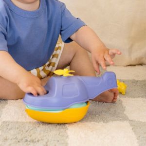 L'hélicoptère de bain mr renard, made in france en matière recyclée, bleu