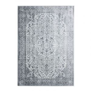 Thedecofactory Mon Beau Tapis VISCOSE IMPERIALE - Tapis en viscose médaillon gris clair 120x160