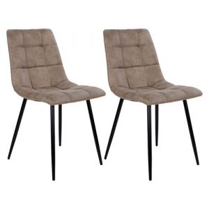 Strib Lot de 2 Chaises Tissu Marron et Pi&eacute;tement Acier Marron clair