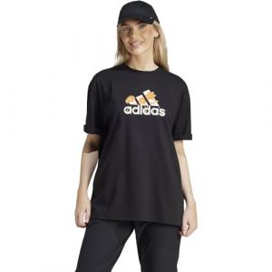 Adidas Flower Pack Badge of Sport Tee T-Shirt, Black, S Women's