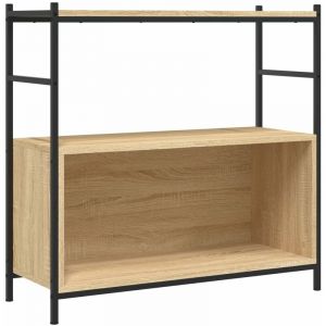 VidaXL Biblioth&egrave;que ch&ecirc;ne sonoma 80x30x78,5cm bois d'ing&eacute;nierie et fer, &eacute;tag&egrave;res, &eacute;tag&egrave;re &agrave; livres, armoire de rangement, armoire &agrave; livres