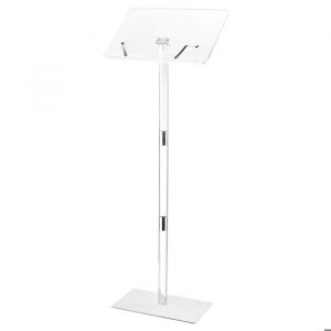 VEVOR Pupitre de Conférence 104,5 cm, Podium sur Pied en Acrylique, Lutrin pour Présentation avec Large Surface de Lecture et Pinces à Livres, Angle Réglable, pour Bureau École Mariage Concert