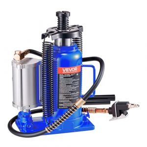 Cric Bouteille Hydraulique Pneumatique-VEVOR-Capacité 20 T-Plage de Levage 260-495 mm-avec Pompe-Bleu