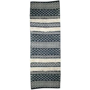 United Labels SIGNE GRIMALT Tapis Lirette Boh&egrave;me Ethnique Noire en coton - 220 x 70 cm