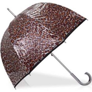 Isotoner Parapluie cloche Transparent PVC/Léopard beige