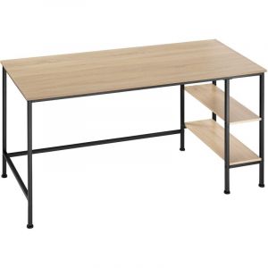 TecTake Bureau avec étagères DONEGAL, table pour ordinateur, bureau informatique bois clair