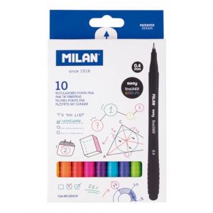 MILAN Boîte de 10 feutres pointe fine SWAY Fineliner 0,4 mm