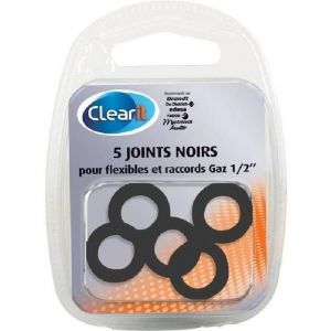 Clearit Paquet de 5 joints noirs pour flexibles et raccords gaz 1/2