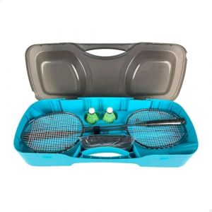 Image de AKTIVE Filet de Badminton Portable, 295 x 160 cm, Bleu et Noir, 2 Raquettes, 2 Volants, Pieds Extensibles, Mallette de Transport et de Rangement, Montage sans Outils, Jeux d'extérieur pour Enfants