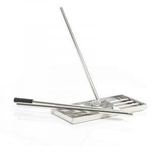Image de wiltec Raclette de gazon taille s – 500 x 250 x 2000 mm – en Acier inox – avec Manche 2 m – Grattoir de jardin Râteau niveleur pour Sabler et Niveler