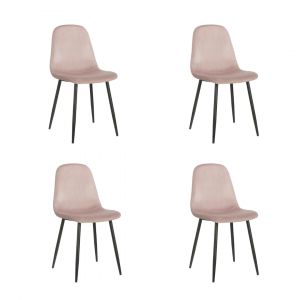 Mica Decorations Chaise de salle à manger Montelli - Lot de 4 chaises - velours - 85 cm de haut - violet clair