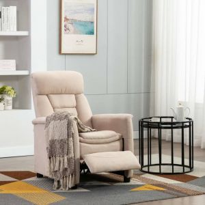 Image de VidaXL Fauteuil inclinable Crème Similicuir daim