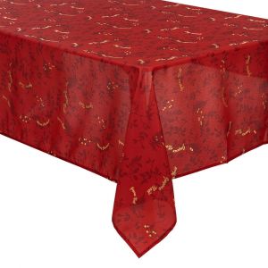 Atmosphera Nappe anti-taches Rouge imprim&eacute; Joyeux No&euml;l dor&eacute; 140 x 240 cm