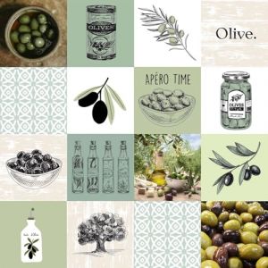 Douceur d'int&eacute;rieur Rouleau de Toile Cir&eacute;e (1,4m x 20m) PVC Photoprint Olive