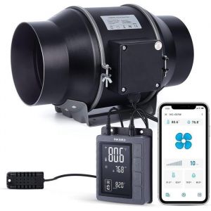 INKBIRD IVC-001W Ventilateur d'extraction Extracteur d'Air de Conduit en ligne de 6 pouces avec Contr&ocirc;leur temp&eacute;rature l'humidit&eacute;
