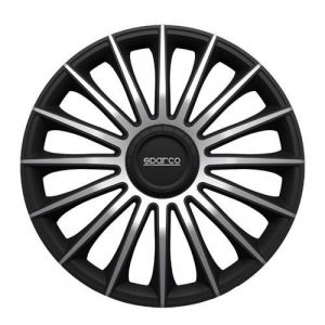 sparco Lot de 4 Enjoliveurs Treviso 13'' - Noir et Gris argenté Lot de 4 Enjoliveurs Treviso 13'' - Couleur : Noir et Gris argenté
