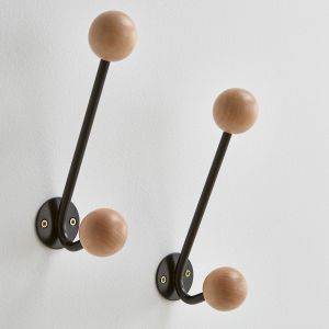 Lot de 2 porte manteaux muraux Agama, 2 patères Noir Taille Taille Unique