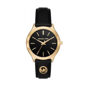 Michael Kors Montre pour Femme Slim Runway, Mouvement à Trois Aiguilles, Boîtier en Acier Inoxydable Noir de 42 mm avec Bracelet en Acier Inoxydable, MK3221
