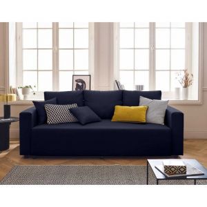 Regala - canap&eacute; 3 places - convertible avec coffre - en tissu - bleu - Bleu