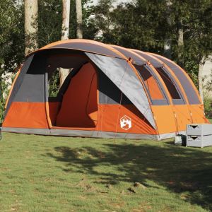 VidaXL Tente de camping tunnel 5 personnes gris et orange imperm&eacute;able