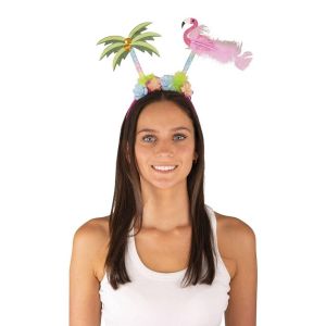 Ruedelafete Serre-t&ecirc;te flamant rose et palmier