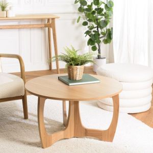 Macabane SYA - Table basse ronde D80 d&eacute;cor et ch&ecirc;ne naturel pied ajour&eacute;