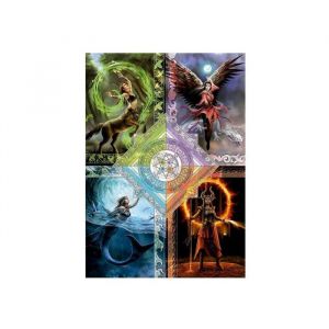 Puzzle adulte 1500 pieces - les 4 elements de la magie collection anne stokes - astrologie zodiaque - set puzzle + carte
