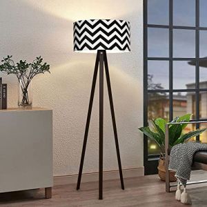 Image de Nova Lux.pro Lampadaire Stylé Trépied Lampe sur Pied MDF Tissu Douille E27 Hauteur 140 cm Noir Blanc