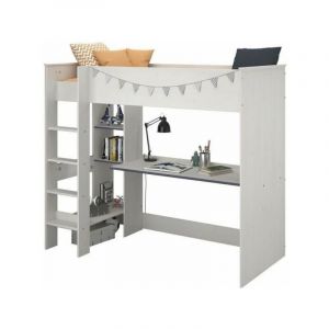 PARISOT JIM Lit mezzanine enfant contemporain décor pin memphis et chant réversible ou