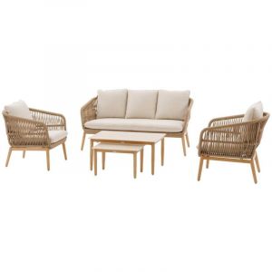 Hesperide Salon de jardin Orissa Taupe 5 places en polyester et acier