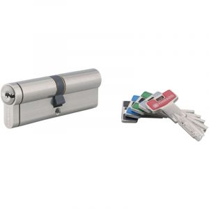THIRARD Cylindre de serrure double entr&eacute;e T2, 45x45mm, nickel, anti-arrachement, anti-per&ccedil;age, anti-crochetage, 5 cl&eacute;s