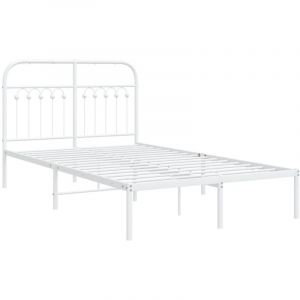 VidaXL Cadre de lit métal avec tête de lit blanc 120x190 cm, lit double, meuble de chambre à coucher, lit d'invité, lit, cadre de lit en métal