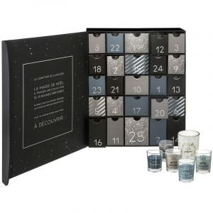 Calendrier de l'avent Original avec 25 Bougies parfumées dans Pots en Verre avec Citations.