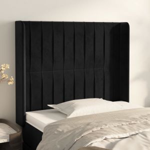 VidaXL Tête de lit avec oreilles Noir 103x16x118/128 cm Velours - Black