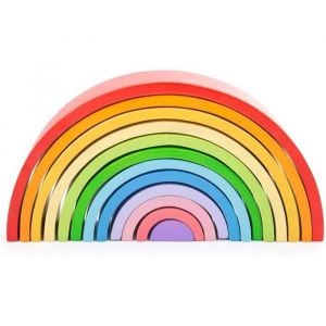 Jeu en bois - Arc-en-ciel empilable en bois - Grand