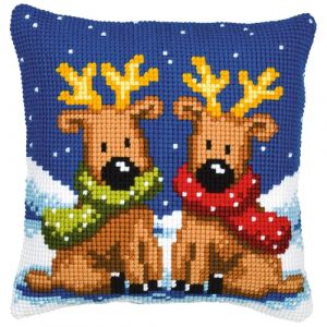 Vervaco Kit coussin au point de croix Joyeux rennes