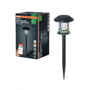 Osram SMART+ extérieur Bluetooth piquet solaire Path, avec blanc réglable (3000K-6500K) + lumière de couleur, utilisable sans alimentation, jusqu'à huit heures d'autonomie, protection IP44, noir